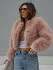 Women's Imitation Mink Fur Short Jacket 2024 New Winter Warm Faux Fur Coat Fashion Female Streetwear Outwear voguable