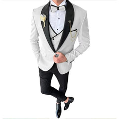 Voguable  New Solid Suits for Men Slim Fit Groom Wedding Suits Tuxedo Best Man Blazer Vest Pants 3 Pieces Fashion Marriage voguable