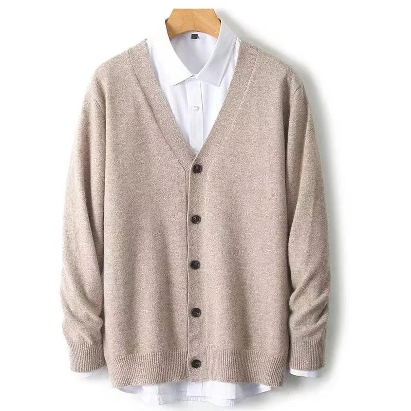 Autumn/Winter New Men's Business and Leisure V-neck Thin Knitted Cardigan Sweater Warm and Fashionable High Quality Knitted voguable