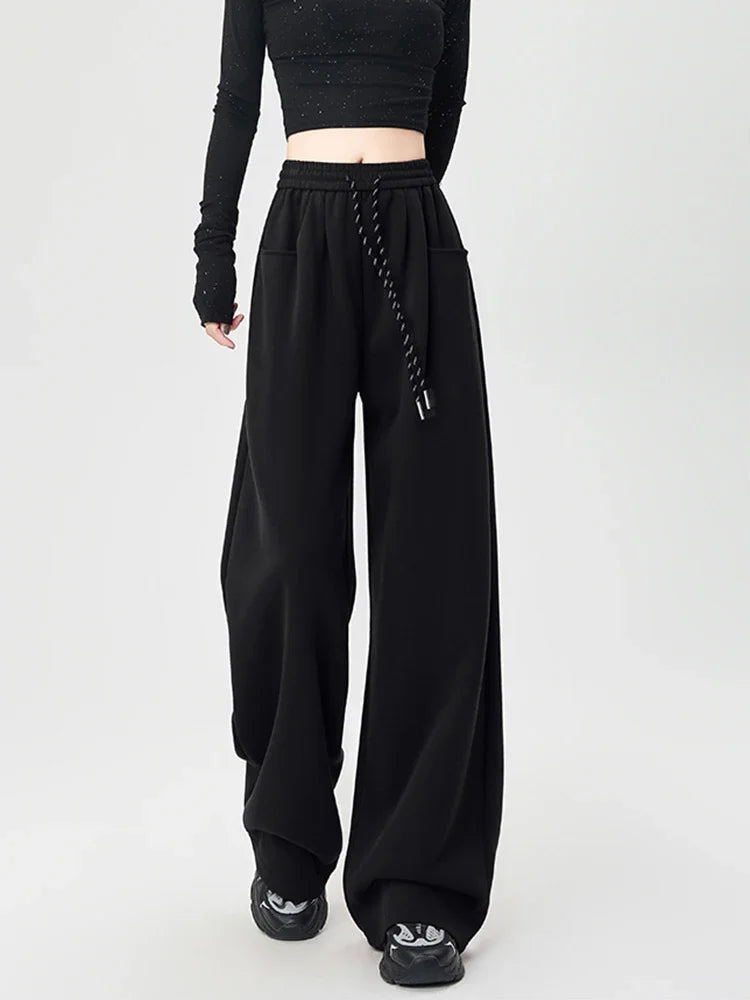 Streetwear Y2K Sweatpants Women Vintage High Waist Loose Straight Trousers American Harajuku Bf Fall Hip Hop Pockets Pants voguable