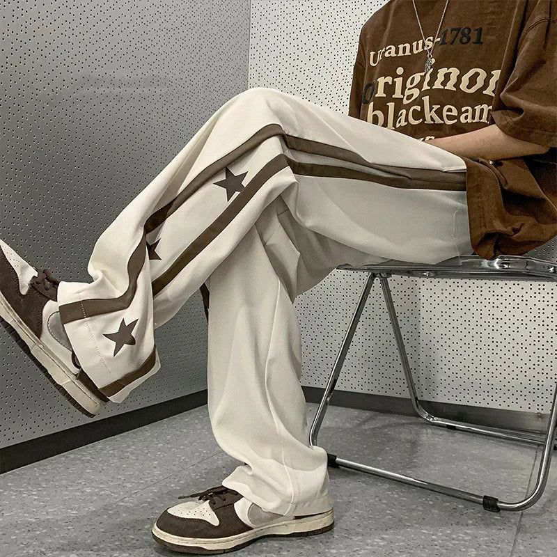 Voguable Y2K Star Sweatpants Men Black Sports Pants Wide Leg Trousers Male Japanese Streetwear Hip Hop Graphic Loose Casual voguable