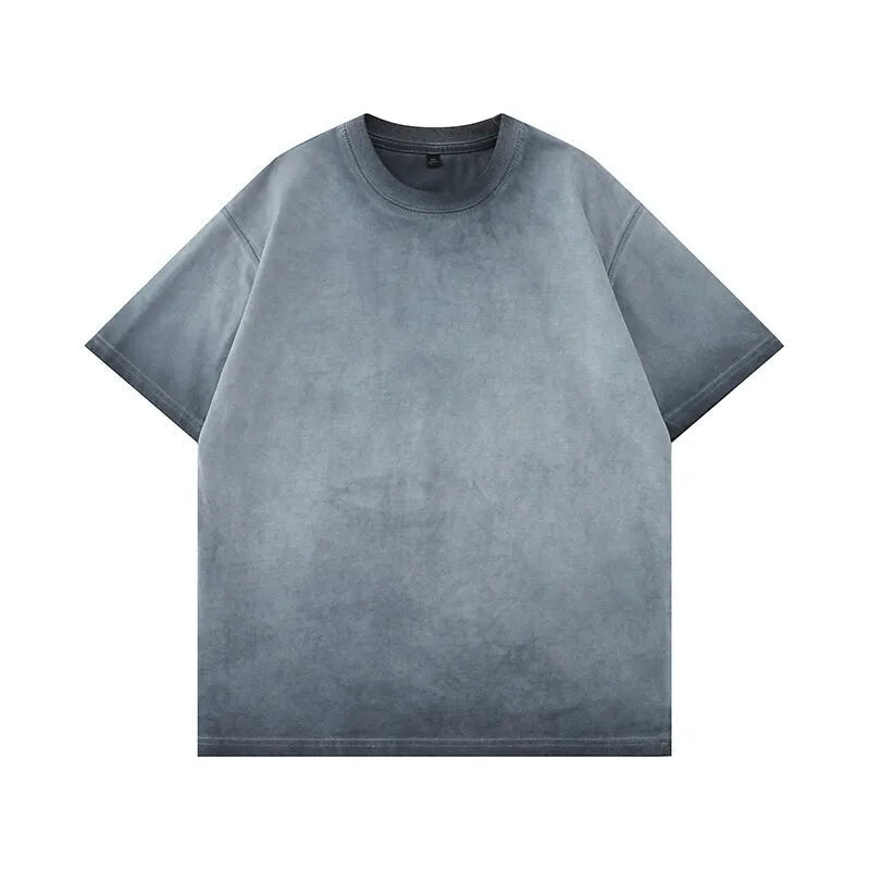 Mens Gradient Washed Loose Crew Neck Tee Streetwear Vintage Distressed Oversized Tshirt man Casual Fashion Trendy Basic Top 2025 voguable