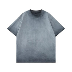 Mens Gradient Washed Loose Crew Neck Tee Streetwear Vintage Distressed Oversized Tshirt man Casual Fashion Trendy Basic Top 2025 voguable