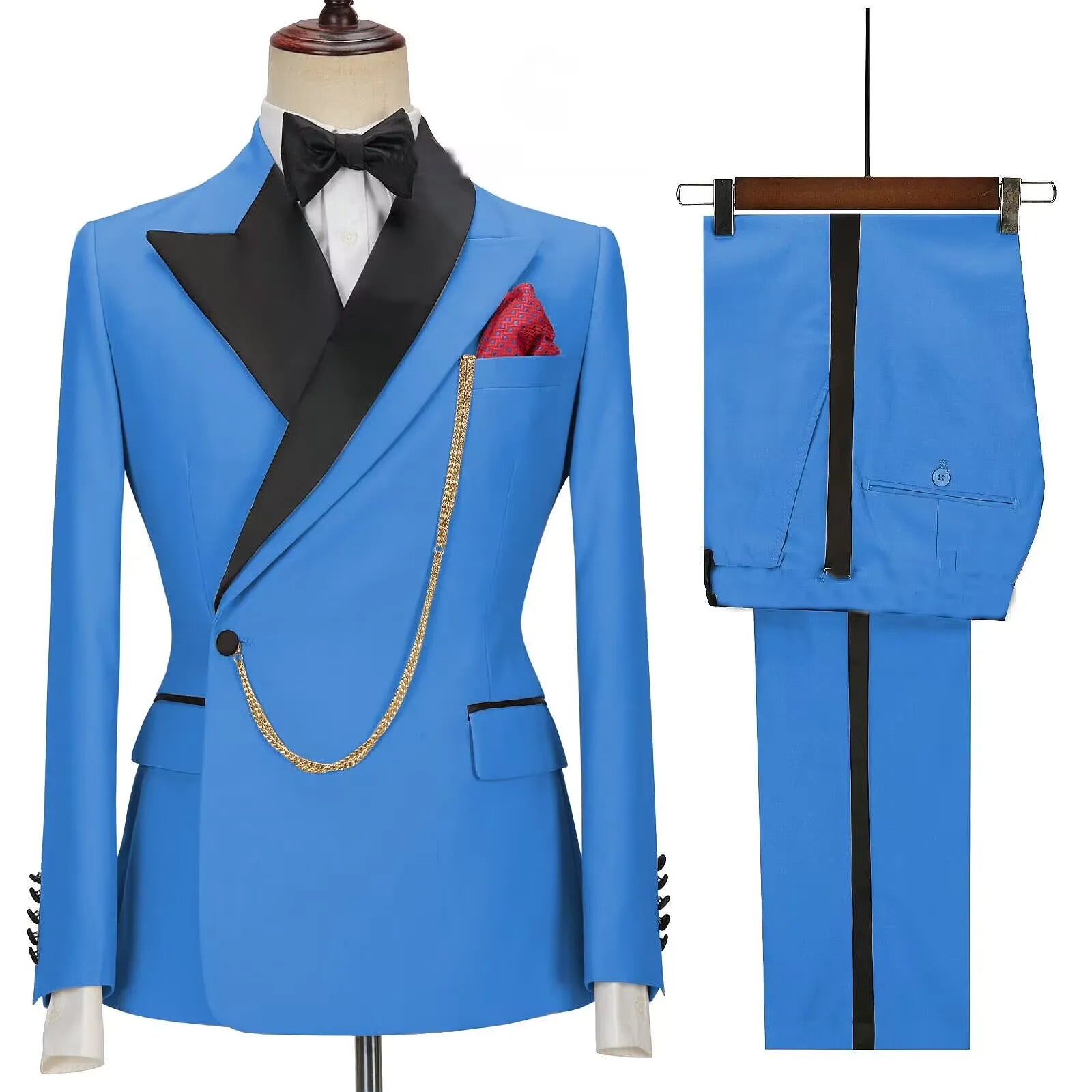 New Solid Men's Suits Peak Lapel Slim Fit Casual Suits Wedding Business Dress Set Groom Tuxedos Terno Masculino (Blazer+Pants) voguable