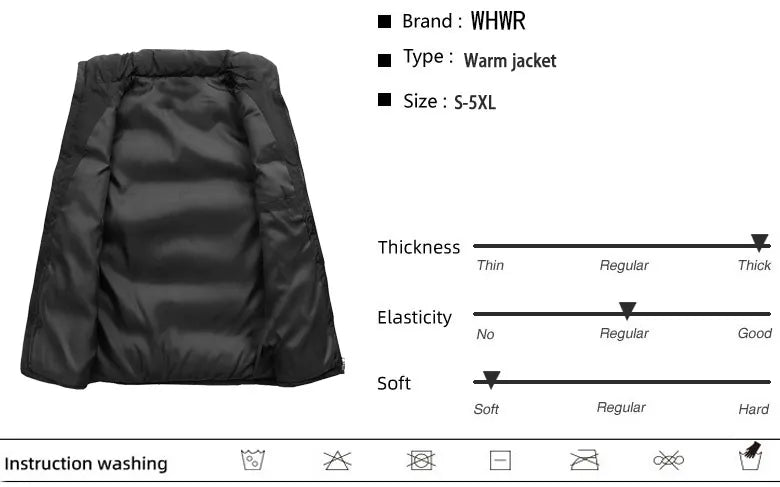 Men's Jacket Winter Warm Coats for Men Thickened Stand Collar Down Vest Oversized Jackets Puffer Vest Sleeveless Zipper Coat voguable