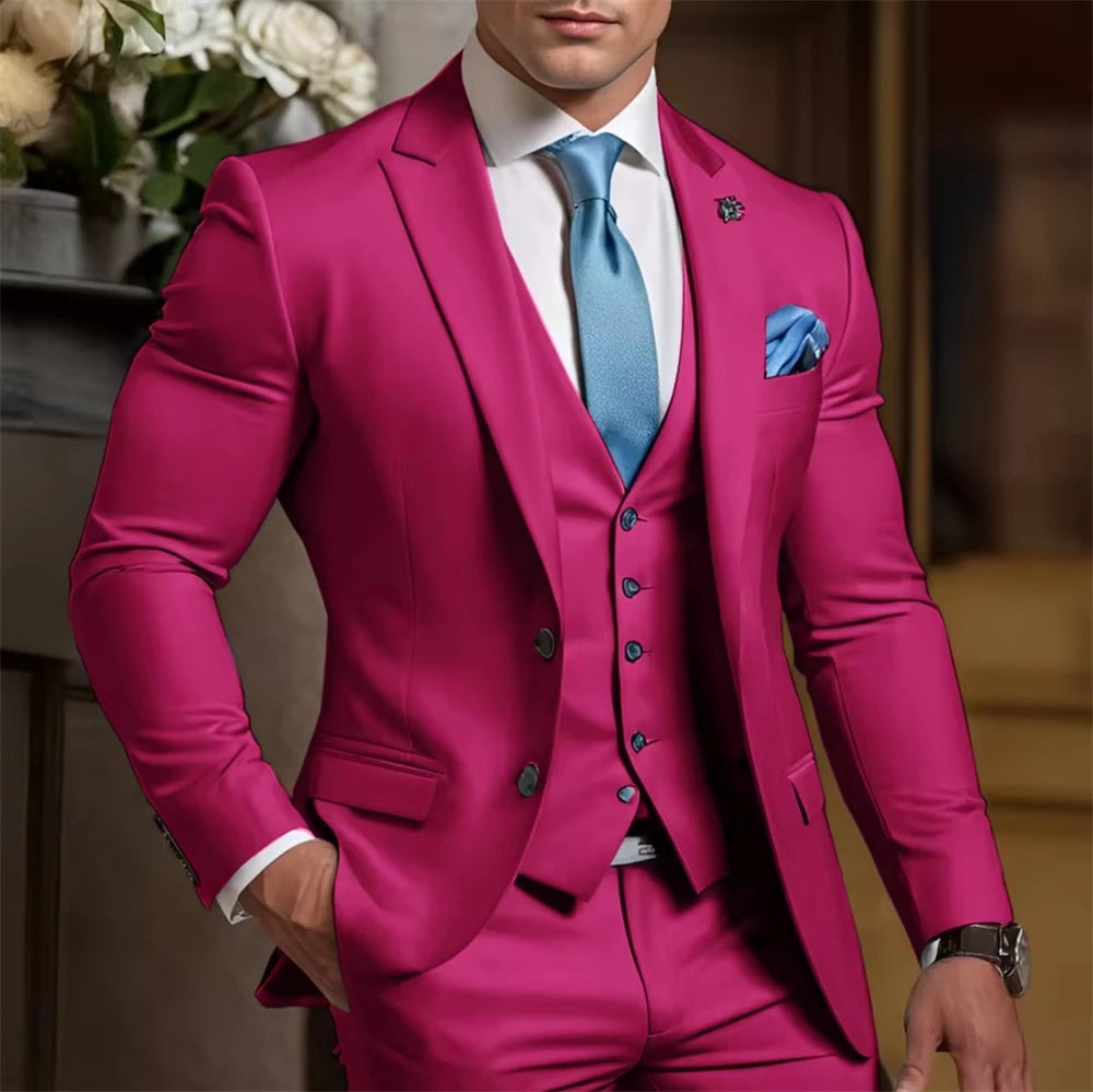Voguable  Elegant Suit for Best Man Tailor Made Formal Men's Suit 3 Piece Blazer Vest Pant Suits Wedding Tuxedo Groom Custom Outfit Party voguable