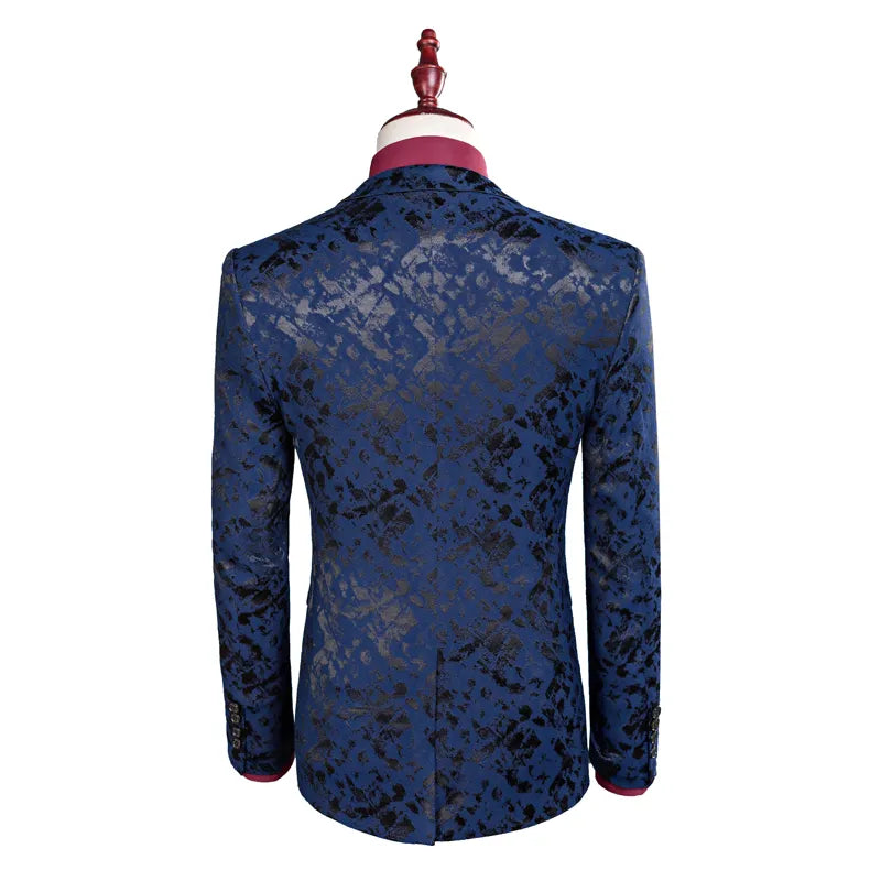 Men Suit  Business Leisure Single Breasted Suits 3 Pieces Sets Male Printing Groom Wedding Dress Jacket Blazers Coat Vest Pants voguable