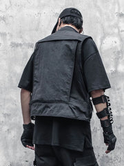 Techwear Black Cargo Biker Vest Without Sleeve Tank Tops Men Sleeveless Top Men  Clothing Japanese Streetwear Hip Hop voguable