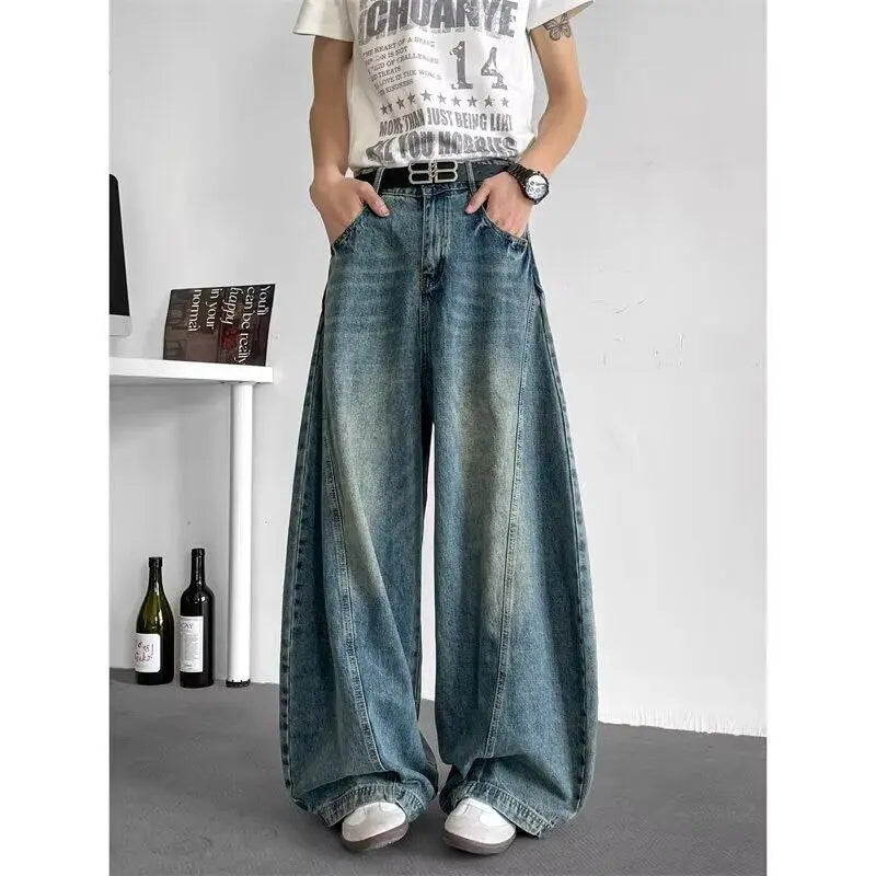 Men Baggy Jeans Wide Leg Unisex Streetwear Hip Hop Dance Pants Loose Fit Trousers Oversized Urban Jogger Street Dance Clothing voguable