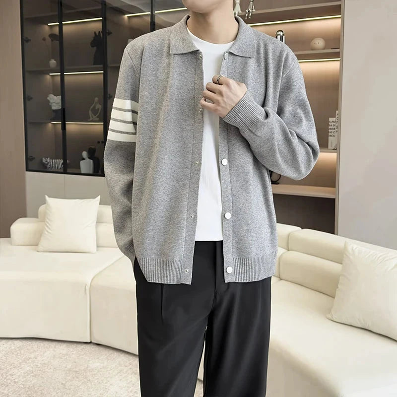Japanese Retro Men's Cardigan Coats Light Luxury Knitted Lapel Long Sleeve Sweater Jacket Leisure Premium Quality Knitwear M-3XL voguable