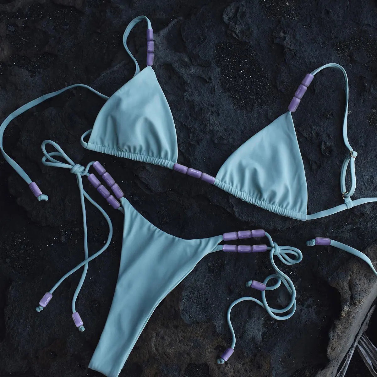 Sexy Bikini Women Swimsuit Female Swimwear Bandeau Biquini Thong Bathing Suit Shiny Swimming Suits Halter Bodysuit Beachwear voguable