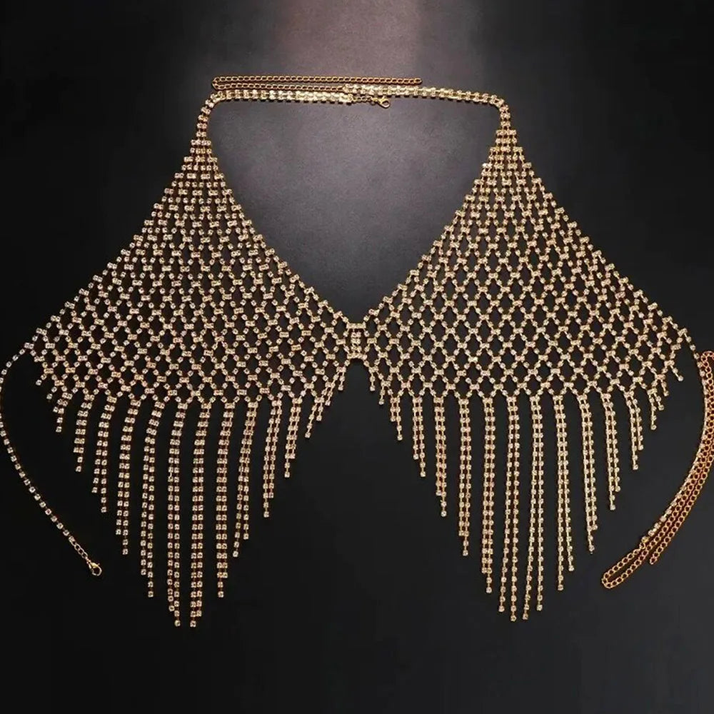 Voguable  Hot Sale Full Rhinestones Tassel Women Bra Body Chain Good Quality Crystal Underwear Nightclub Jewelry voguable