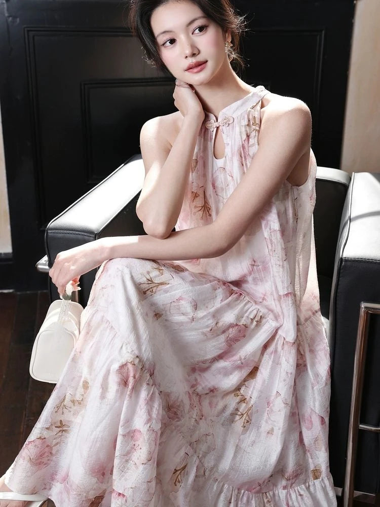 Voguable 2024 Summer Elegant Vintage Dress Women Evening Party Slim French Dress Office Lady Casual Sleeveless Midi Dress Korean Fashion voguable