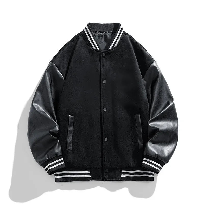 Bomber Wool Coat Premium Varsity Leather Wool Jacket High Street Jacket Men's Varsity Baseball College Leather Sleeves voguable
