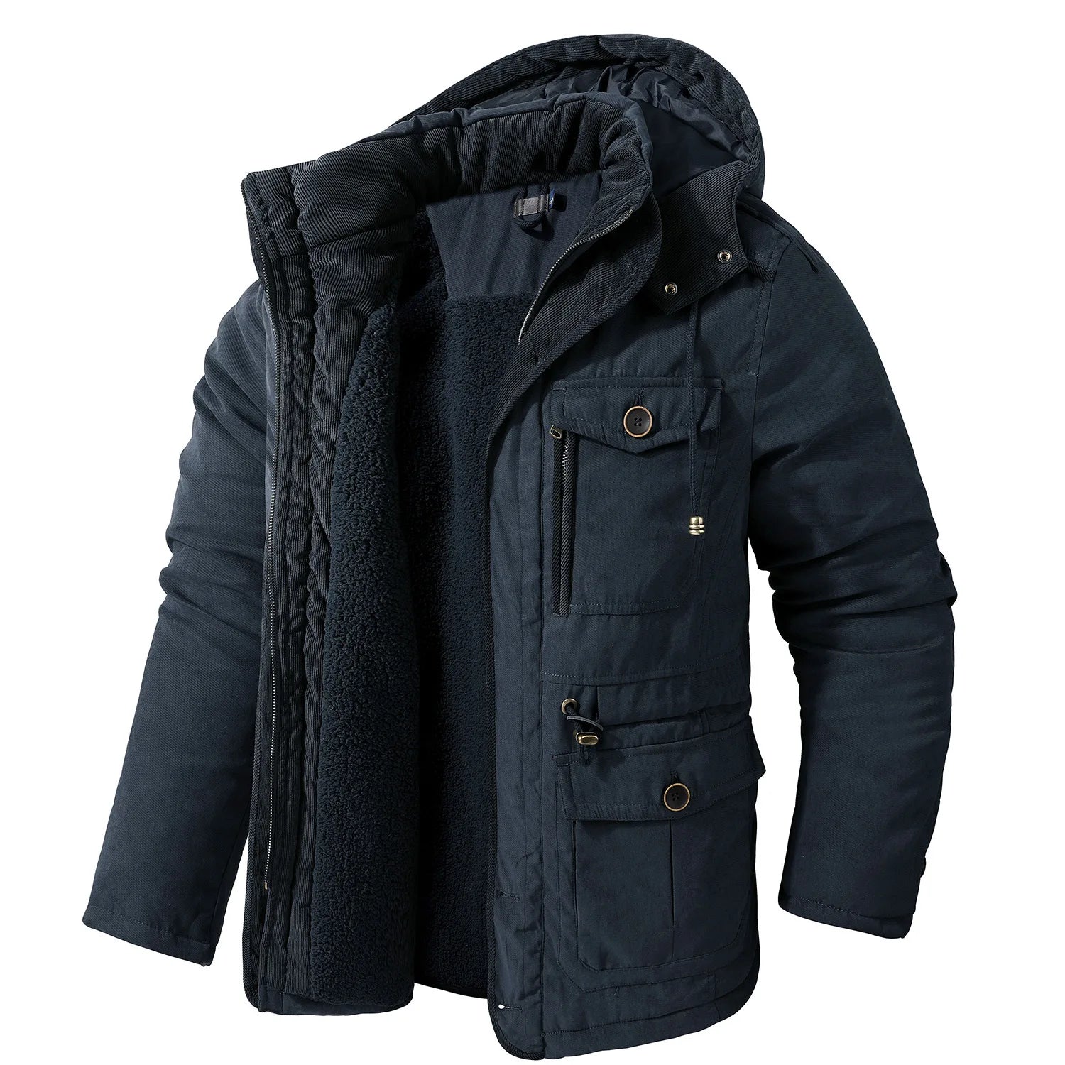 Winter Fleece Parkas Men Warm Windproof Jackets Thick Hooded Parka Coat Mens Fur Linner Outerwear Casual Cotton Padded Jacket voguable