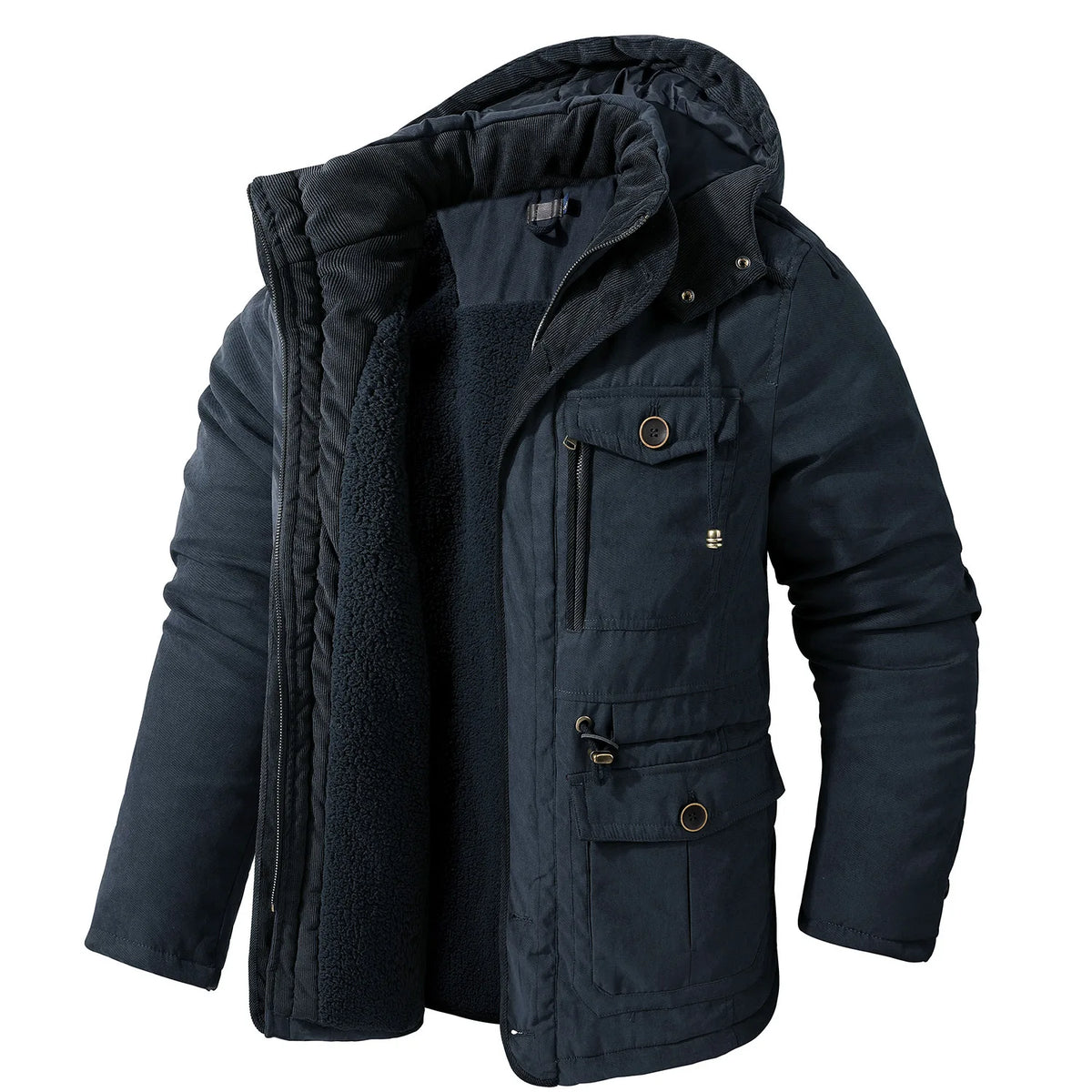 Winter Fleece Parkas Men Warm Windproof Jackets Thick Hooded Parka Coat Mens Fur Linner Outerwear Casual Cotton Padded Jacket voguable