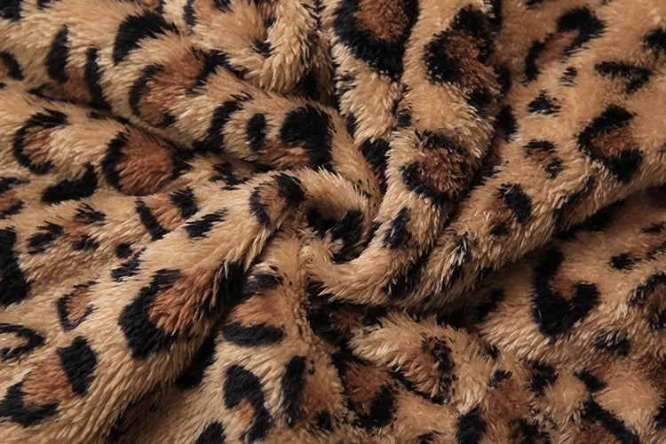 Voguable  Furry Leopard Print 2-Piece Set Women Punk Style Hottie Sleeveless Crop Vest+Wide Pants Trend Matching Street Suits voguable