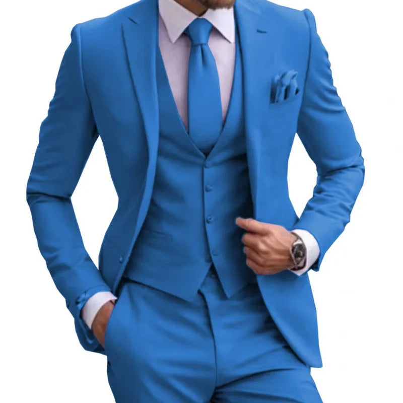 Voguable  XS-6XL New Blazer+Vest+Pants Men's Fashion Business Gentleman Professional Formal Dress  Version Banquet Dress Suit voguable