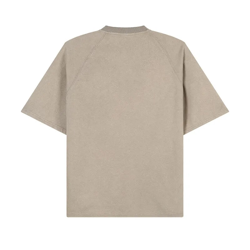 Cotton Breathable Buttoned Crew Neck Tshirt men Casual Comfort Lightweight Fashion Tee Top Basic Menswear Classic Plain tShirt voguable