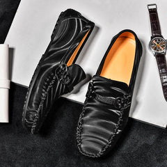Voguable  Men's Genuine Leather Loafers Plus Size Slip-On Breathable Casual Business Driving Shoes Retro Handmade Spring Autumn flats voguable