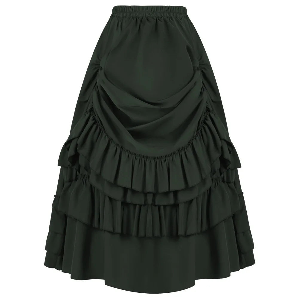 Brown Ruffled High Waisted Long Victorian Skirt Steampunk Skirts Womens Party Wear Gothic Vintage Clothes Medieval Costume Sexy voguable