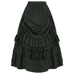 Brown Ruffled High Waisted Long Victorian Skirt Steampunk Skirts Womens Party Wear Gothic Vintage Clothes Medieval Costume Sexy voguable