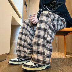 Voguable Green Plaid Pants Men Harajuku Winter Wide Leg Checked Trousers Male Oversize Big Size Casual Sweatpants Streetwear 8XL voguable
