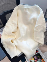 Vintage Stars Sweaters Women Lazy Wind Preppy Style Knitted Pullover Japan Retro Loose Long Sleeve Patchwork Harajuku Tops New voguable