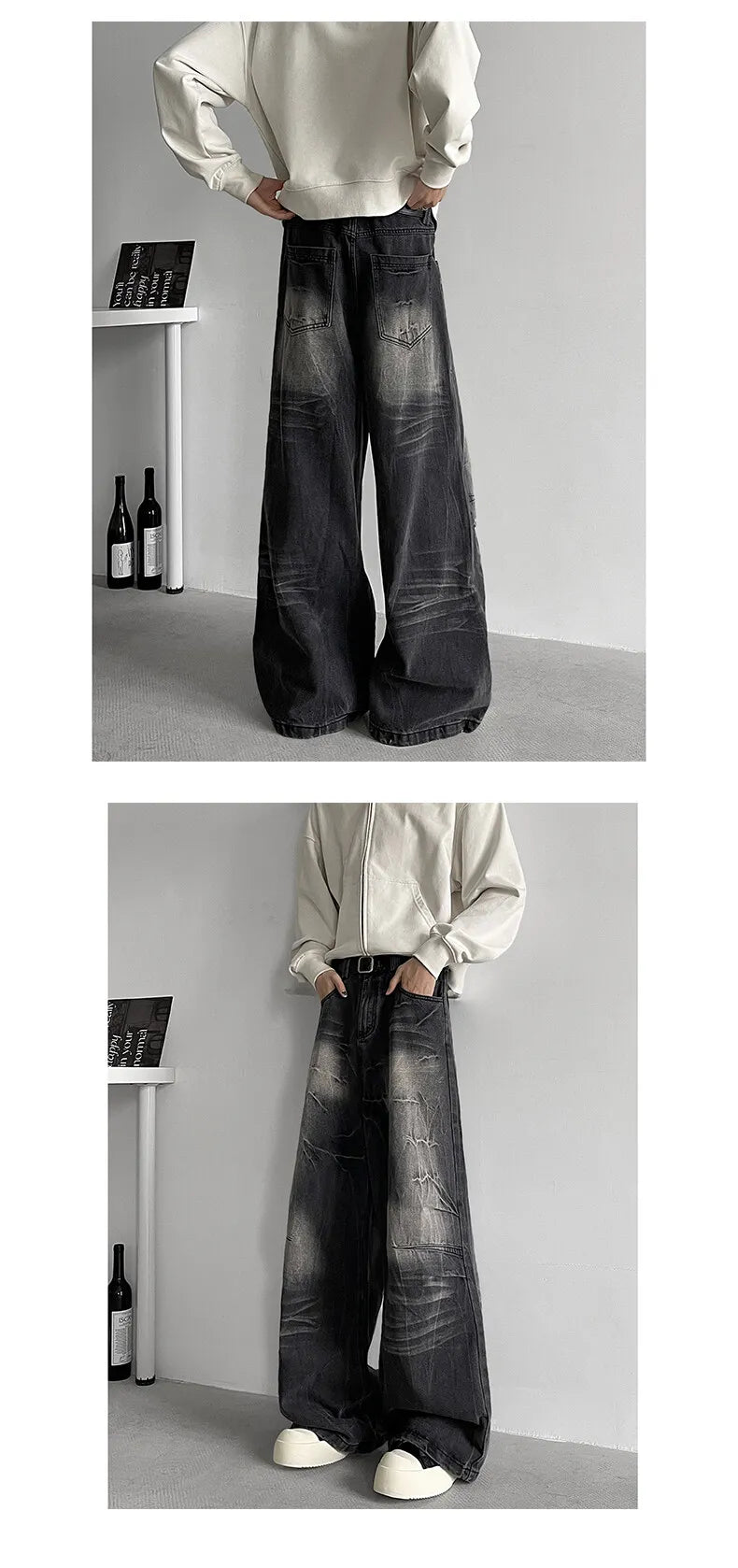 Jeans Men baggy Wide Leg Washed Marble Jeans Vintage Comfort Denim Pant Relaxed Fit Casual Trousers Trend Streetwear Urban Style voguable