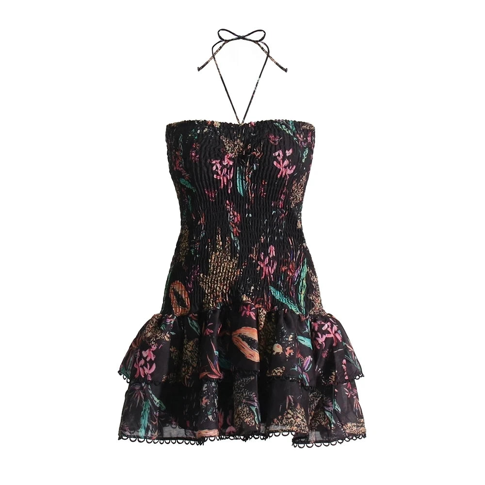 Cut Out Layered Hem Sexy Dress For Women Strapless Sleeveless Off Shoulder High Waist Mini Dresses Female Clothing voguable