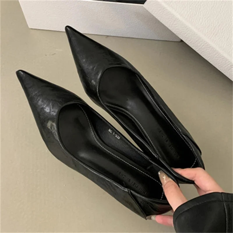 Voguable  Spring Design Leopard Print Woman Pumps Pointed Toe Thin Low Heels Elegant Party Female Shoes voguable