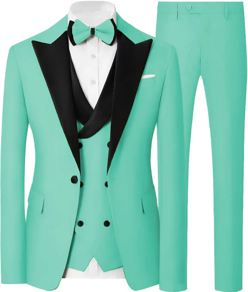 Voguable  Customized Formal Suits for Men, 3 Pieces Blazer Vest and Pants Set, One Button Wedding Dresses, Business Tuxedo Suits voguable