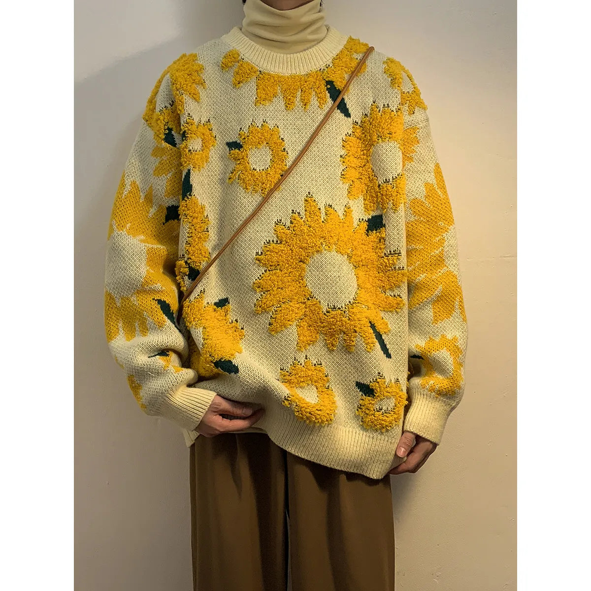 Winter Sunflower Warm Sweaters Male O-Neck Pullovers Sweater for Men Loose Casual Sweater Oversize Thick Knitted Couple Unisex
