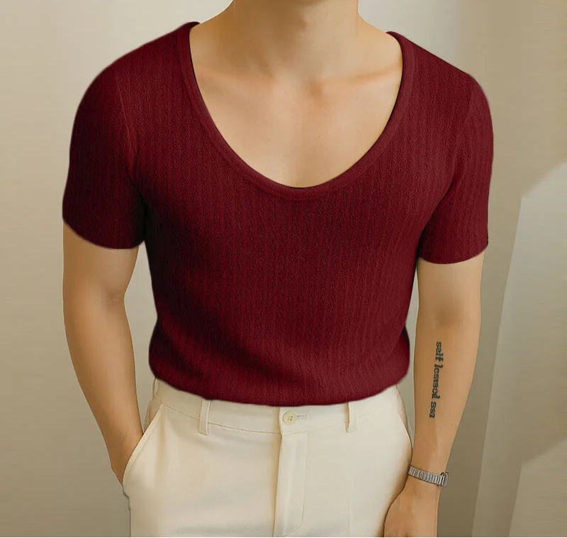 Summer Men Tank Tops V Neck Short Sleeve Solid Color Male Tee Tops 2025 Fashion Casual Men Clothing S-5XL Streetwear voguable