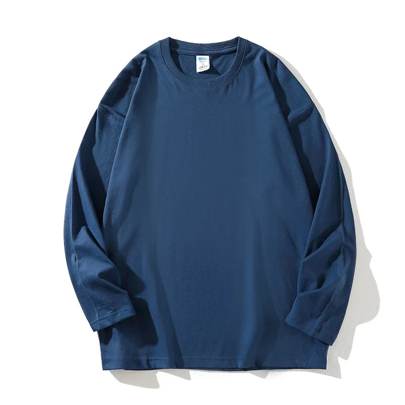 Long Sleeve Mens T Shirt Ripped Base O-neck Casual Spring Male Tops Loose Streetwear Unisex Tees gotmes-shop