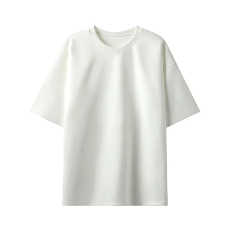 Summer Short-sleeved T-shirt Men Oversized Casual Suede T Shirt Men Streetwear Loose Solid Color O-neck Tshirt Mens Top M-3XL voguable