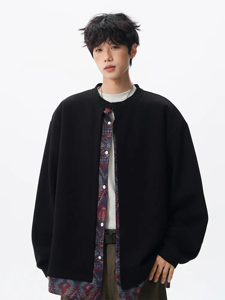 Jacket men Stand Up Collar Single Breasted Fake Two Piece Jacket Autumn Thin Ethnic Print Patchwork Mens Outerwear Coat men new voguable