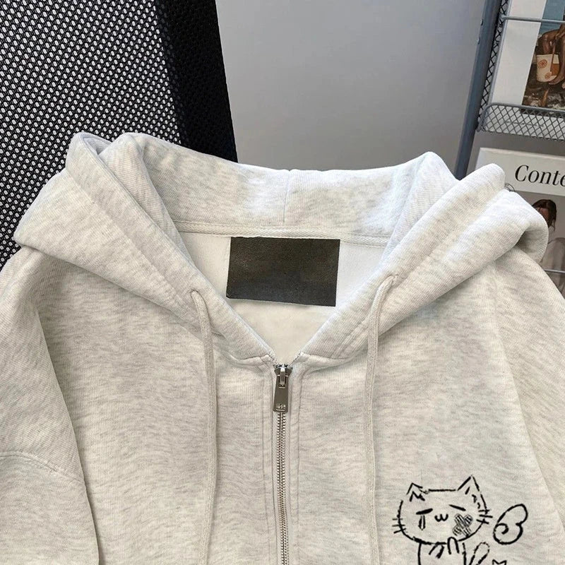 Japan Kawaii Cartoon Hoodies Women Vintage Preppy Style Cute Sweet Sweatshirts Loose Long Sleeve Lady Y2K Fall Winter Tops voguable