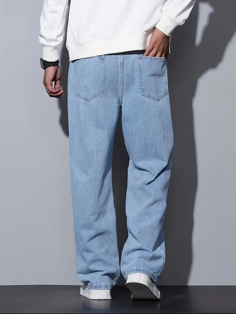 Voguable  Men's Straight Leg Jeans, Loose Casual Trousers, Soft Cotton Casual Pants voguable