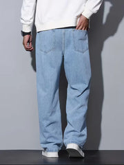 Voguable  Men's Straight Leg Jeans, Loose Casual Trousers, Soft Cotton Casual Pants voguable