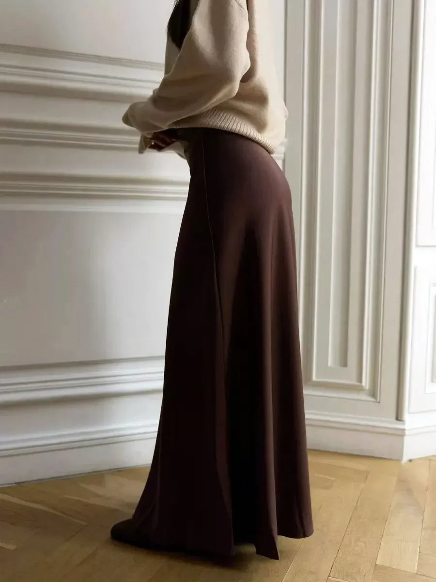 Casual Satin Women'S Skirt Spring Summer Fashion Loose High Waist Maxi Skirts Elegant Simple Slik Fishtail Skirt voguable