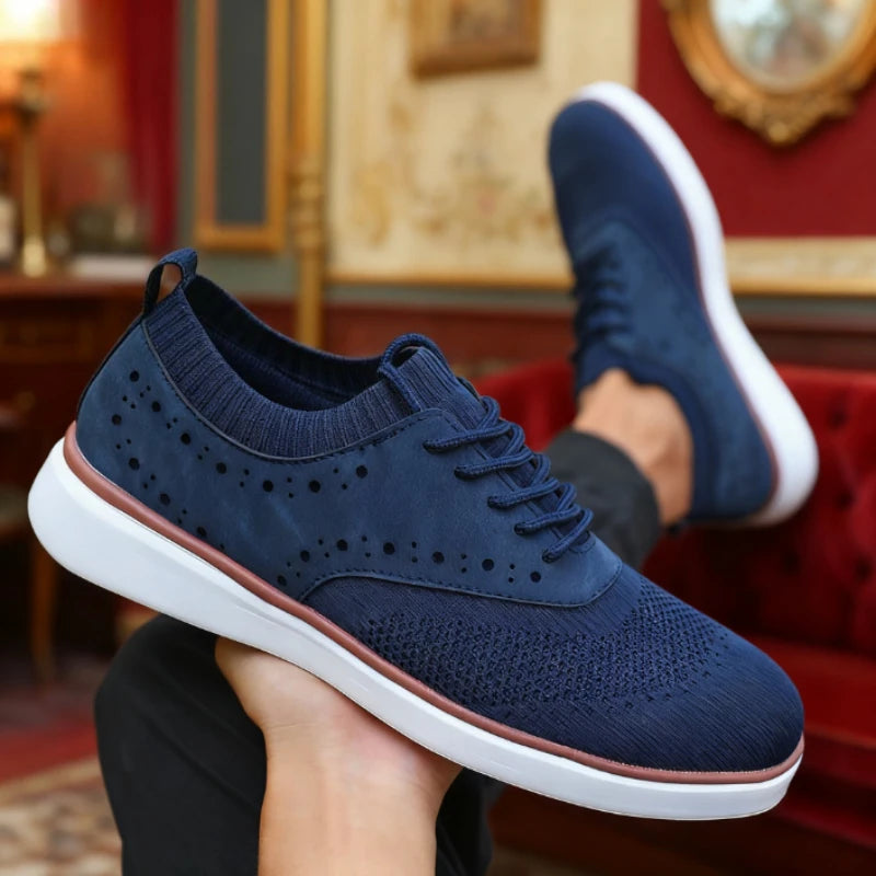 Voguable  Men's Dress Sneakers Trendy Solid Woven Knit Breathable Mesh Loafers Outdoor Soft  Non Slip Lightweight Flat Designer Shoes Men voguable
