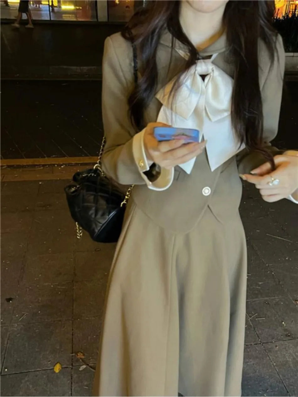 Voguable  Sets for Women 2 Pieces Elegant Cardign Suit Coat Vintage Dress Sets New Two Piece Luxury Two Piece Set Women Outfit Autumer New voguable