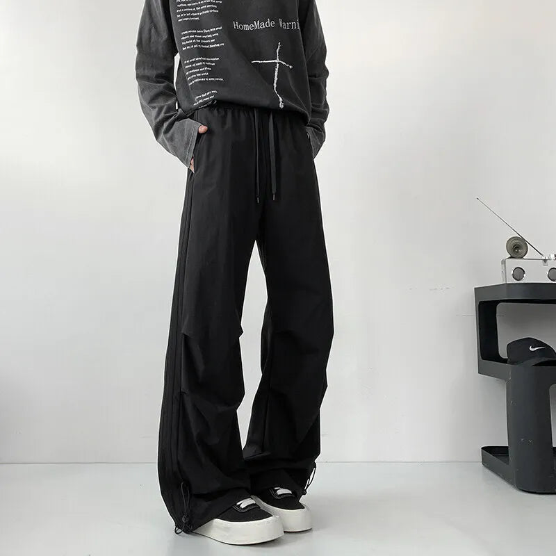 Summer Black Casual Pants Men Oversized Wide Leg Pants Men Streetwear Hip-hop Loose Pink Sports Pants Mens Joggers Trousers voguable