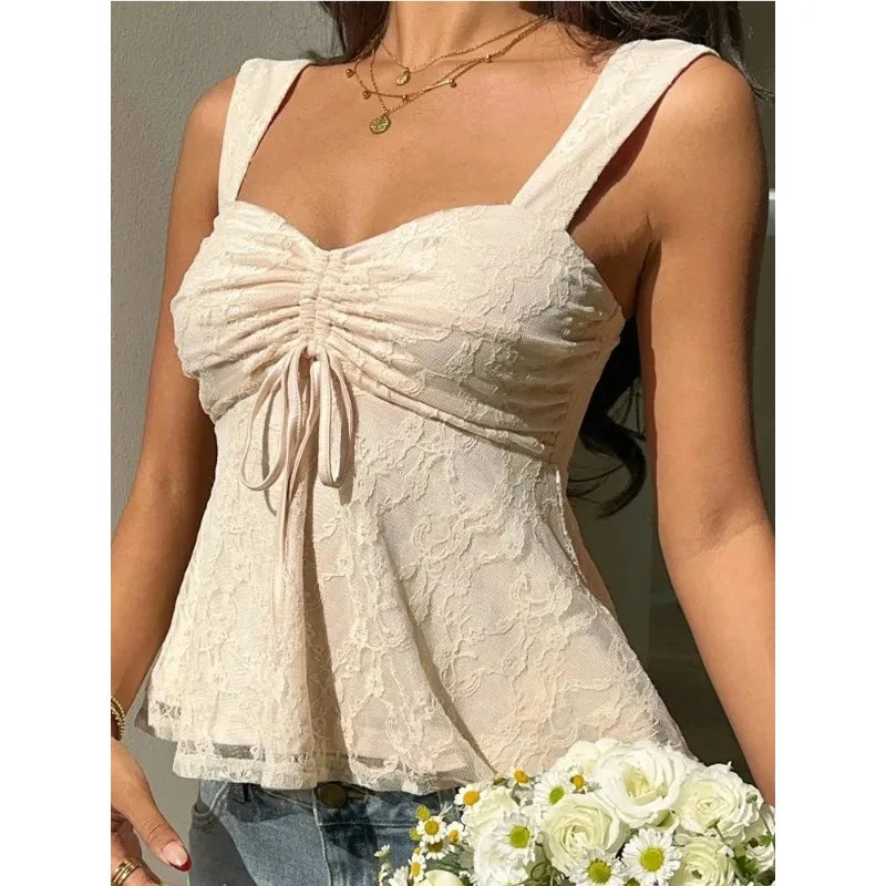 Voguable  Y2K Street Style Square Neck Backless Solid Color Women Camisole Tops Summer Fashion Casual Sleeveless Spicy Girl Vest New voguable