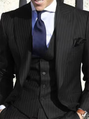 Voguable  Elegant 3 Piece Wedding Party Wear Grooms Suit Engagement Men's Suits Striped Grey Suit (Jacket+Vest+Pants) voguable