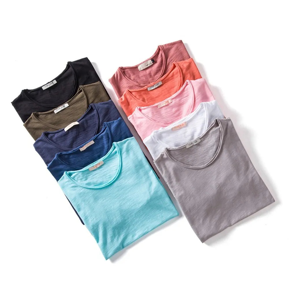 Men T-shirt V-neck Fashion Design Slim Fit Soild T-shirts Male Tops Tees Short Sleeve T Shirt For Men voguable