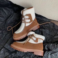 New Winter Warm Ankle Boots for Women Genuine Leather Cross-Tied Mixed Colors Snow Boots Casual Shoes Woman Leisure Boots voguable