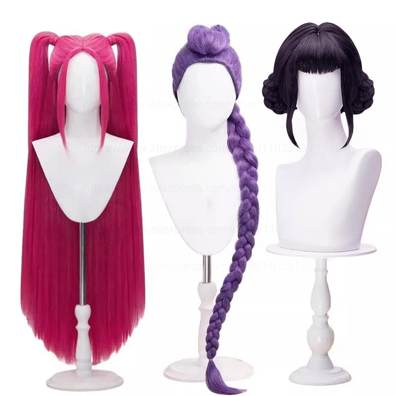 High Quality Rumi Mira Zoey Cosplay Wig  Cosplay Resistant Synthetic Hair Anime Wigs +WigCap voguable