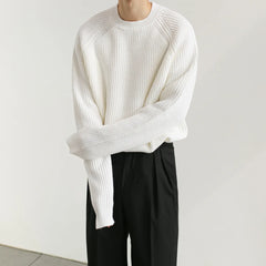 Autumn Clothing Men's Knitted Light Luxury Pullovers Sweater Casual Solid Color Vintage Loose O Neck Long Sleeve Knitwear New voguable